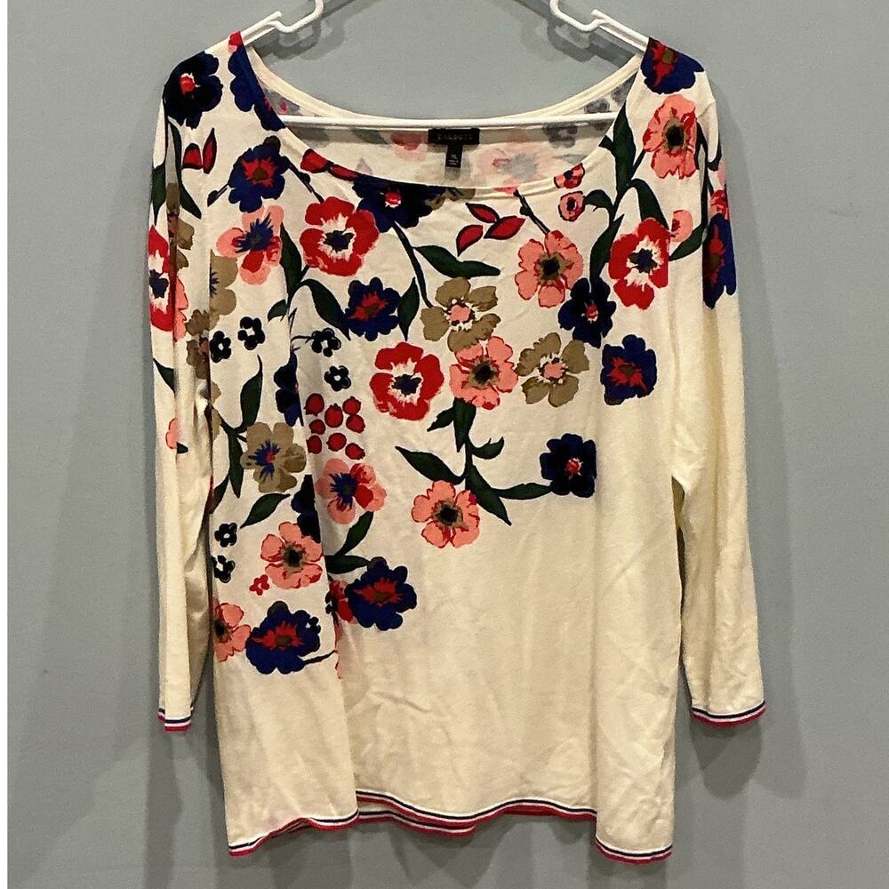 Talbots‎ Womens Lightweight Sweater XL Dark Floral Office Work Transitional Fall